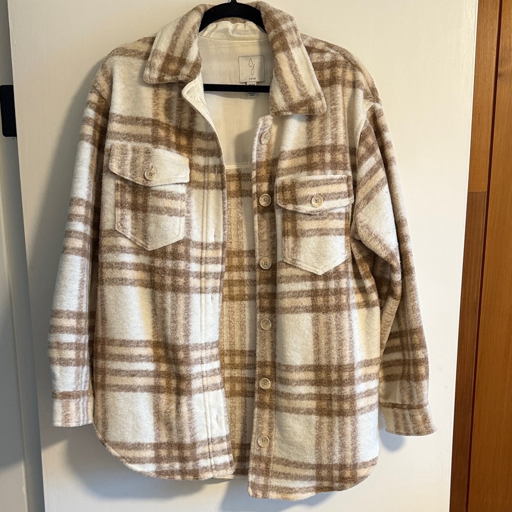 Joie Cream and Brown Teddy Jacket Cozy and Versatile
